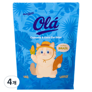 매직카펫 올라 카사바 굵은입자 고양이 모래, 무향, 4개, 4kg