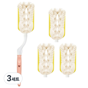 리에또 리필형 젖병솔 + 리필 스펀지 3p 세트, 3세트, 핑크