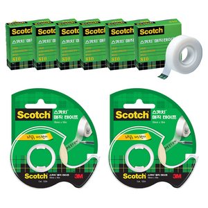 스카치 매직 셀로판 테이프 리필 18mm x 15m 3p + 디스펜서 122 18mm x 16m, 혼합색상, 2세트