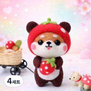 아트조이 DIY 양모펠트 키트, 4세트, 딸기곰시바