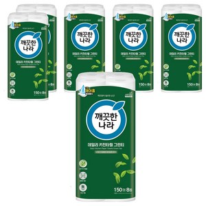 깨끗한나라 데일리 키친타올 그린티, 150매, 48개