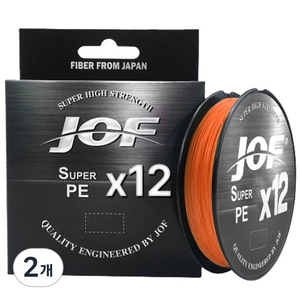 JOF 12합사 슈퍼 PE 낚시줄, 오렌지, 2개
