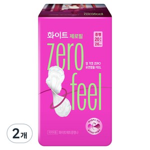 화이트 제로필 생리대 날개형, 중형, 20개입, 2개