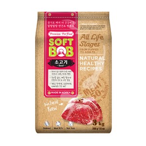 인터펫코리아 전연령 강아지 소프트밥 반건조사료, 소, 3kg, 1개 골드박스 특가