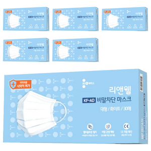 리앤웰 비말차단 마스크 대형 KF-AD, 30개입, 6개, 화이트