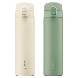락앤락 데일리 슬림핏 원터치 텀블러, 아이보리, 그린, 400ml, 2개