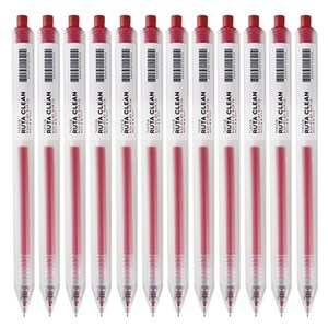 투코비 루타클린 BOCAI 반투명 매트바디 중성펜 0.5mm, 레드, 12개