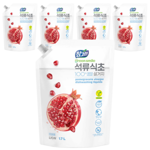 참그린 석류식초 설거지 주방세제 리필, 1.7L, 5개