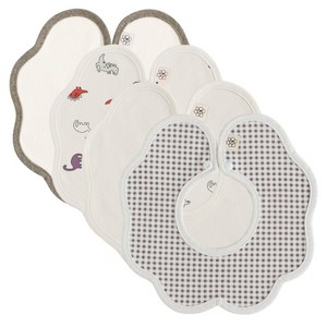 바니블라썸 롤링 턱받이 세트, 코코아체크 + 베이지무지 + 공룡 + 브라운베이지, 4개입, 1세트