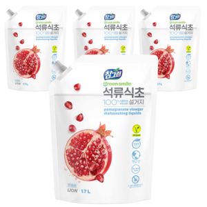 참그린 석류식초 설거지 주방세제 리필, 1.7L, 4개