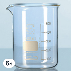 DURAN 경질1급 강화유리 비커, 600ml, 6개