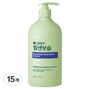 그린핑거 유아용 힘센보습 에센셜 샴푸, 500ml, 15개