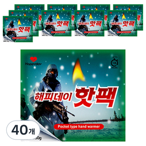 해피데이 포켓용 대용량 핫팩 150g, 40개