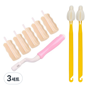 엠피엘 리필형 젖병 세척솔 + 폼 5p + 젖꼭지솔 2p 세트, 핑크, 3세트