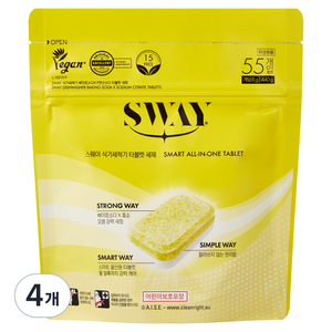 스웨이 식기세척기 베이킹소다 구연산소다 타블렛 세제 55입, 440g, 4개
