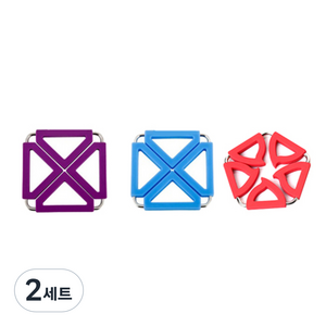 듀얼 냄비 받침대 사각 퍼플 + 블루 + 오각 레드, 혼합 색상, 2세트