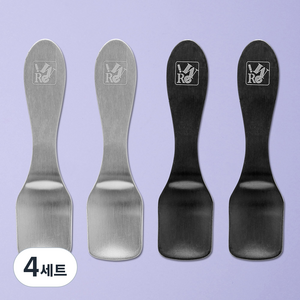 쿡코 스텐304 디저트 아이스크림 사각스푼 2종 x 2p 세트, 실버, 블랙, 4세트