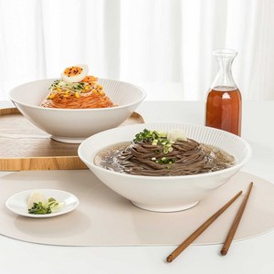 윤도자기 순백 넓은 면기, 화이트, 2개