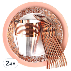 쓱싹 피치로즈 일회용 파티 테이블세트, 36개입, 2세트