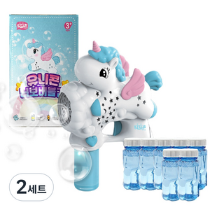 키저스 유니콘 터보 자동 버블건 + 버블액 7p 세트, 블루, 2세트