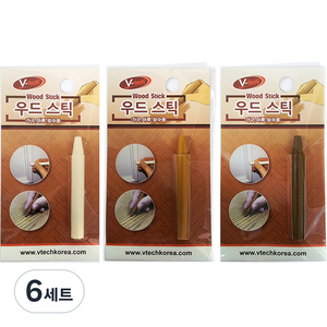 Vtech 우드스틱 밝은미색 + 갈색 + 어두운 갈색 3종 세트, 6세트