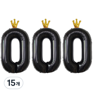 조이파티 숫자 0 은박 왕관 풍선 왕관 90cm, 블랙, 15개