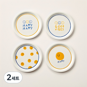 모던하우스 온 스마일 멜라민 접시 세트, 2세트, 접시 4p, 혼합색상