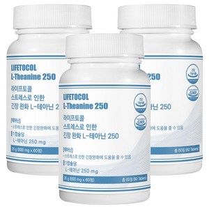 라이프토콜 스트레스 긴장 완화 L 테아닌 250, 60정, 3개