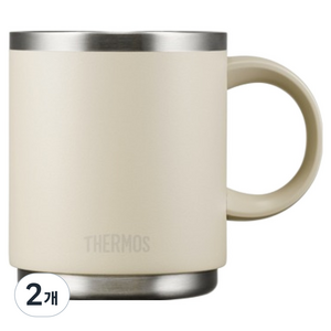 써모스 보온보냉 스태킹 머그컵, 크림, 450ml, 2개