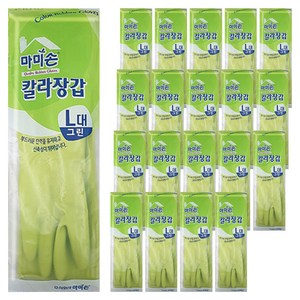 마미손 칼라 고무장갑 L, 그린, 대(L), 20개