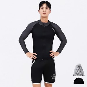 아쿠아티카 남성용 래쉬가드 집업래쉬가드 + 트렁크반바지세트 AQAMAK