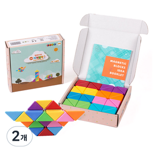벨베이비 유아용 매직 큐브 세모형 자석 블럭 32p, 레인보우, 2개