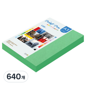 종이문화 프린트프로 얇은 칼라복사지 120g No.11 딥그린, 640개, A3