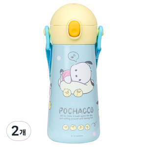 릴팡 더보틀 원터치 어깨끈 이중 스텐 물통, 포차코, 460ml, 2개