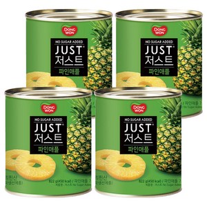 동원 JUST 저스트 노슈가 파인애플 통조림, 822g, 4개