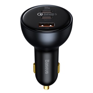 베이스어스 3포트 160w C+C+U 차량용 멀티 고속 충전기, CCZX-160C, 그레이