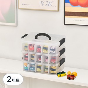 플라팜 레고 장난감 정리함 1호 3단 + 칸막이 풀세트, 혼합색상, 2세트