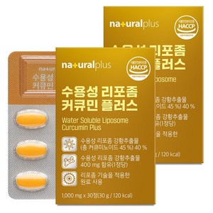 내츄럴플러스 수용성 리포좀 커큐민 플러스, 30정, 2개