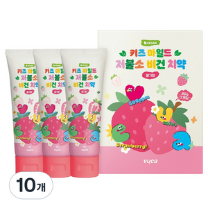 뷰카 키즈 마일드 저불소 치약 딸기향 3p, 240g, 10개