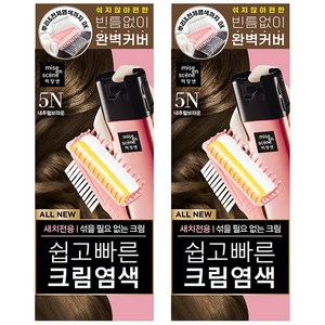 미쟝센 올뉴 쉽고빠른 크림염색제 80g, 5N내추럴브라운, 2개