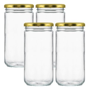코멧 홈 원형 유리병, 4개, 1L