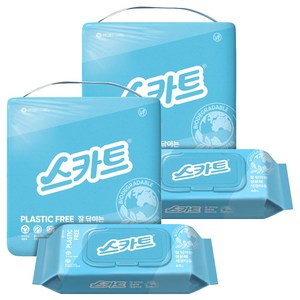 스카트 잘 닦이는 생분해 세정티슈 60p, 8개