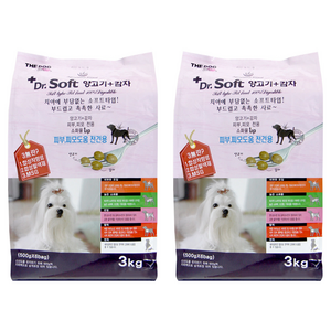 더독 전연령 강아지 닥터소프트 기능성 사료, 양, 3kg, 2개
