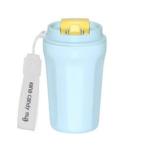 클리나 캔디머그 스텐 보온보냉 빨대 텀블러, 블루레몬, 380ml, 1개