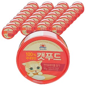 사조로하이캣푸드 고양이 간식캔, 혼합맛(연어/헤어볼), 90g, 48개