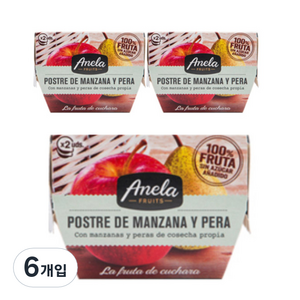 아넬라 생과일 디저트 퓨레 2p, 혼합맛(사과/배), 200g, 6개