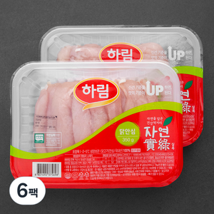 하림 자연실록 무항생제 인증 닭 안심 (냉장), 350g, 6팩