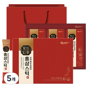 대상웰라이프 진생 에브리데이 홍삼스틱 순 + 쇼핑백, 5개, 300ml