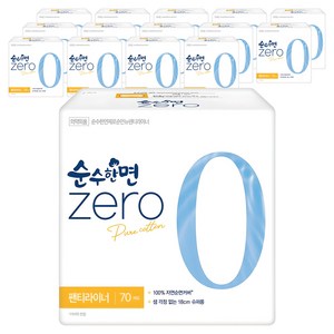 순수한면 제로 순면 뉴 팬티라이너, 슈퍼롱, 70개입, 15개