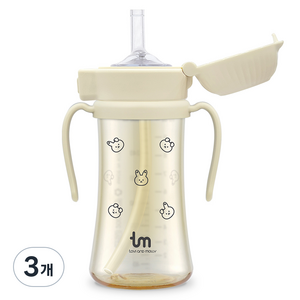 토비앤몰리 여아용 PPSU 원터치락 빨대컵, 280ml, 3개, 돗바니바닐라